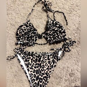 SHEIN Leopard Print Bikini - Black and Tan